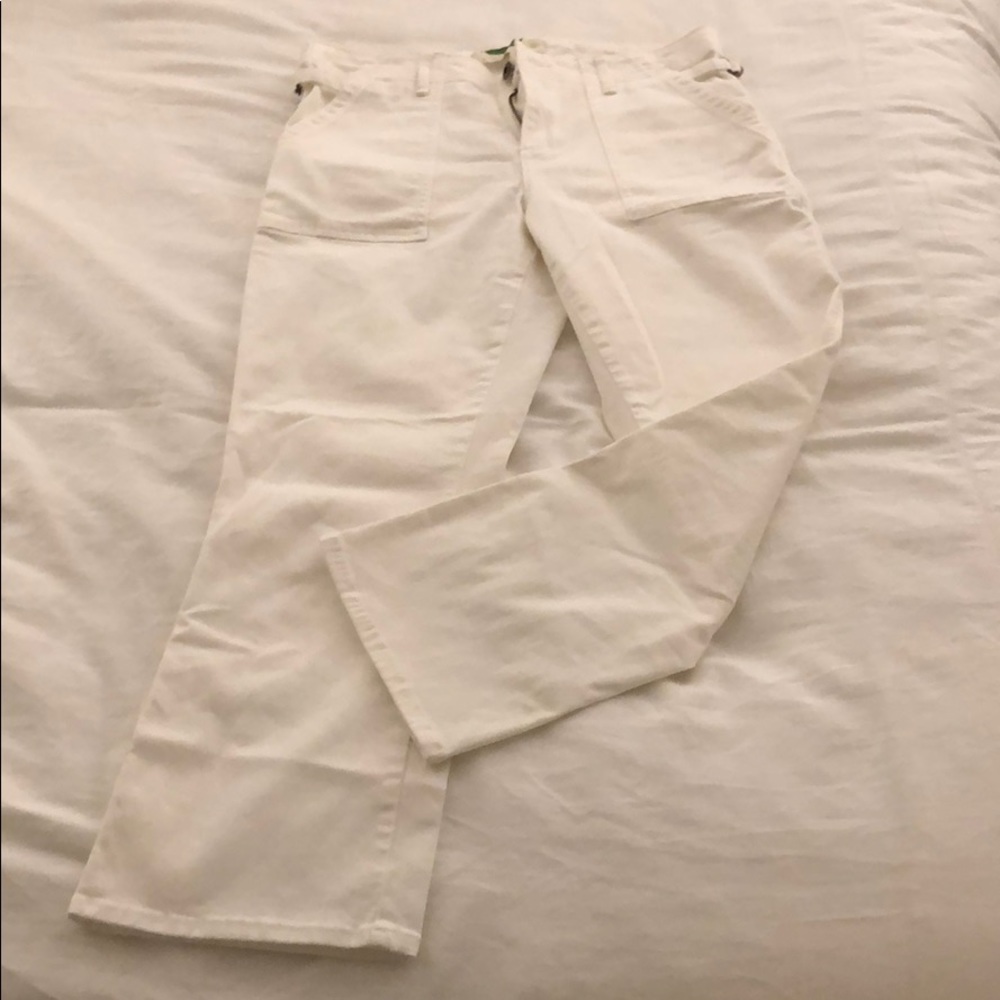 Anthropologie white cropped flare cotton painters